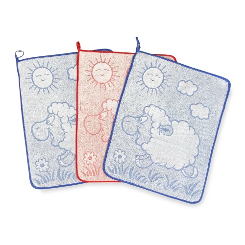 SET 3 ASCIUGAMANI ASILO bambino WOOLY cm. 40x50 in Puro cotone