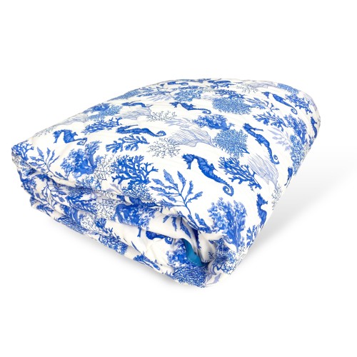 BLAUE SEEPFERDCHEN-SCHLEIFE GESTEPPTE TAGESDECKE Made in Italy