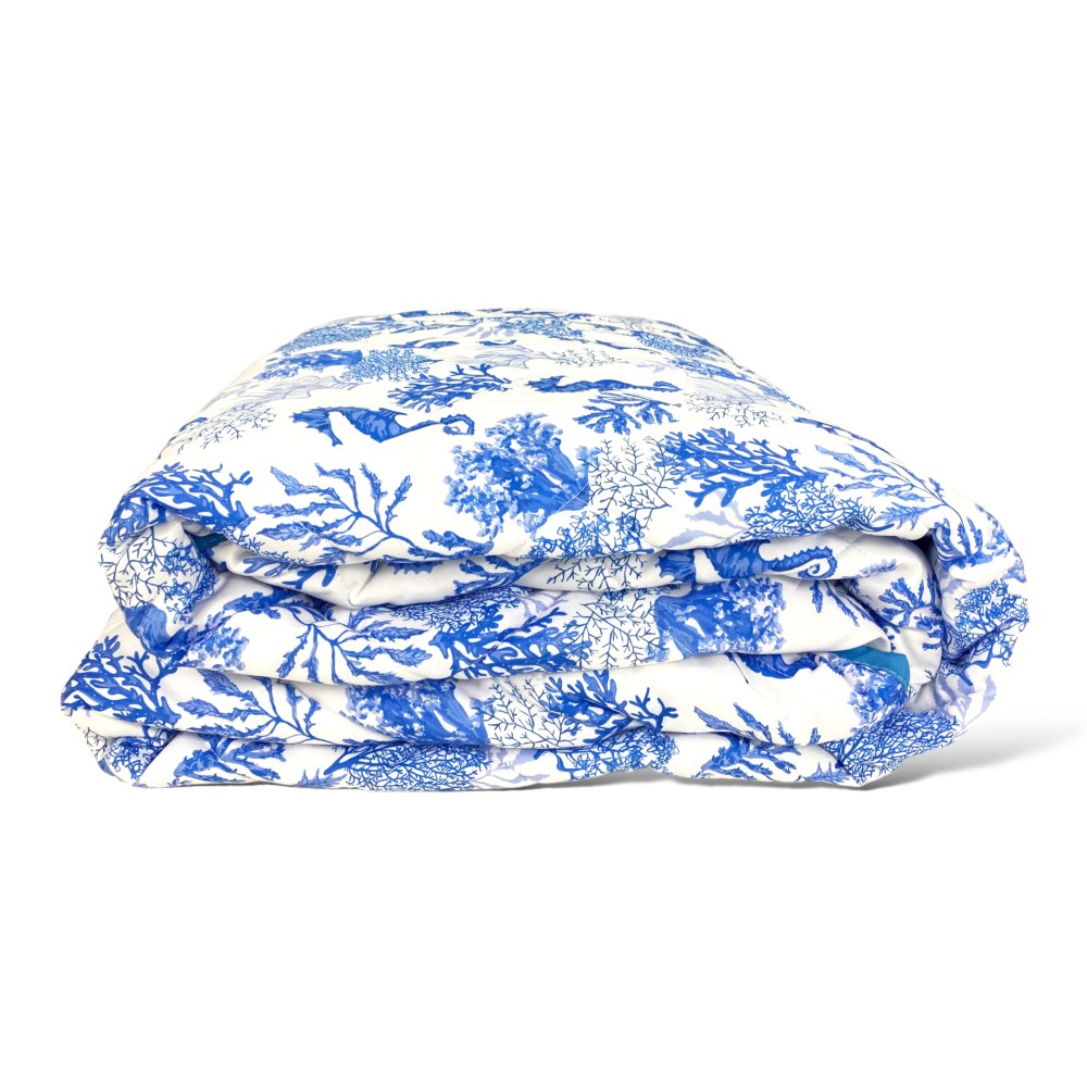 COPRILETTO Trapuntato FIOCCO CAVALLUCCI Marini BLU Made in Italy