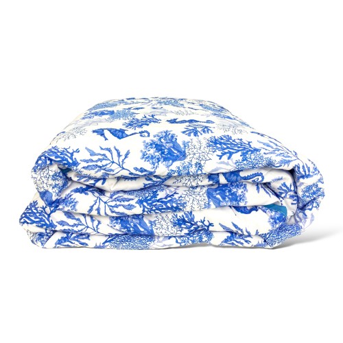 COLCHA ACOLCHADA CON LAZO DE CABALLITO DE MAR AZUL Made in Italy