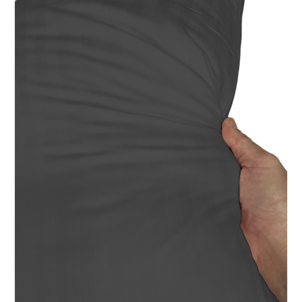 SHEET SET in soft microfiber SOLID COLOR Sateen Striped Dark Gray Double 2 SQUARES no iron