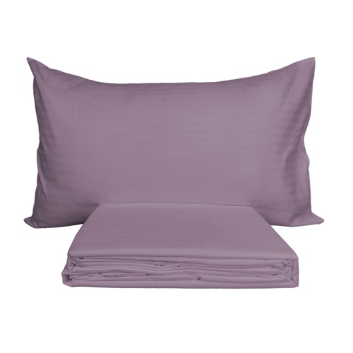 FEUILLE COMPLÈTE en microfibre douce COULEUR UNIE Rayé Rasatello Antique Rose Double 2 CARRÉS sans repassage