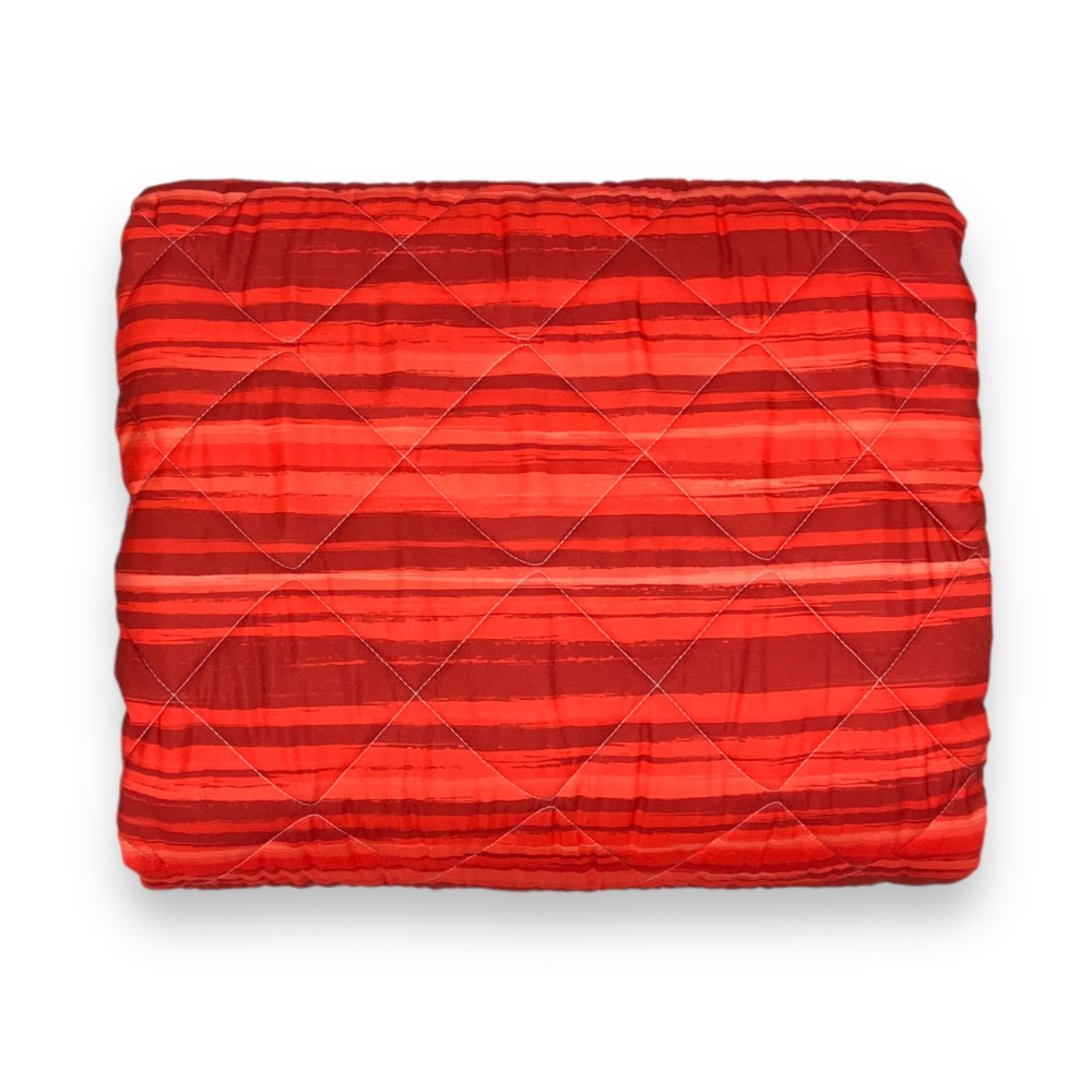 QUILTED BEDSPREAD STRIPE BOW © Bordeaux Red Made in Italy
