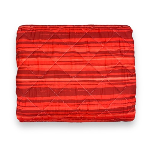 QUILTED BEDSPREAD STRIPE BOW © Bordeaux Red Made in Italy