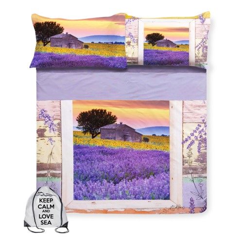 SET LAKEN TAGESDECKE Digitaldruck LAVENDEL PROVENZALISCHE TAGESDECKE Mit KEEP DOUBLE 2 DOPPELTASCHE