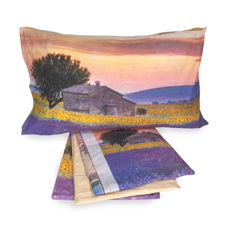 Sheet printed with lavender and Provençal fields