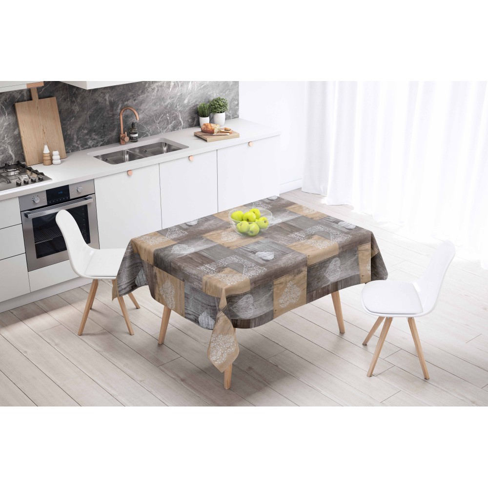 NAPPE LIME © EN TISSU DE SOIE PLASTIFIÉ LAVABLE LAVABLE PVC TYROLEAN BROWN fabriqué en Italie