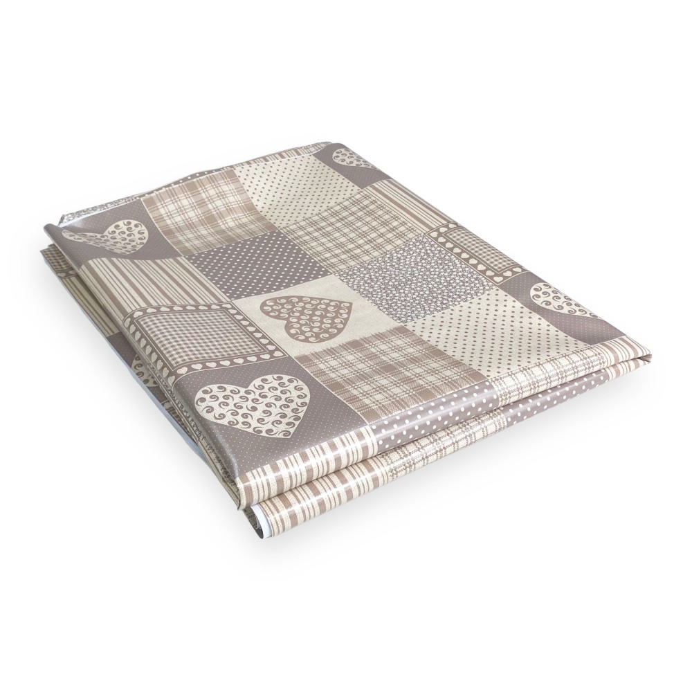 NAPPE EN CIRE EN PLASTIQUE LAVABLE LAVABLE COEUR © BEIGE Nappe Made in Italy
