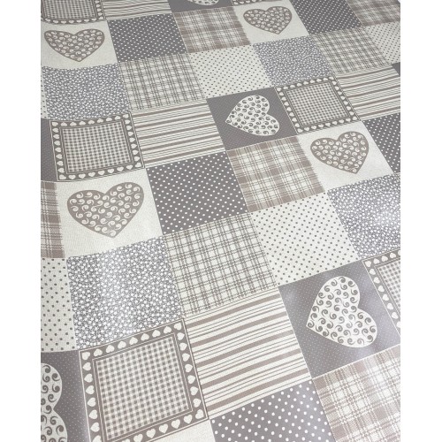 NAPPE EN CIRE EN PLASTIQUE LAVABLE LAVABLE COEUR © BEIGE Nappe Made in Italy