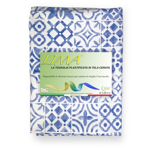 LIMA © TISCHDECKE aus wasserabweisendem, kunststoffbeschichtetem PVC-Tuch Maiolica Mare Made in Italy