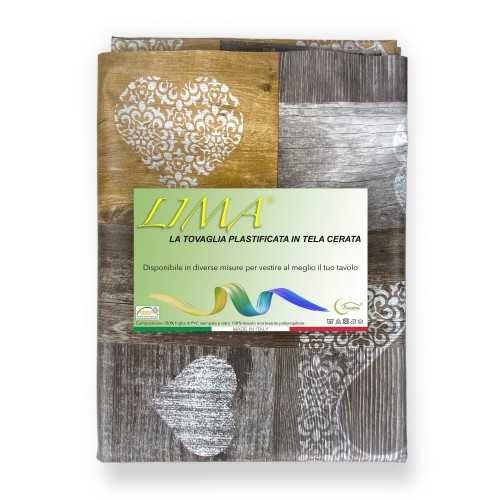 NAPPE LIME © EN TISSU DE SOIE PLASTIFIÉ LAVABLE LAVABLE PVC TYROLEAN BROWN fabriqué en Italie