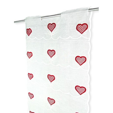 PAIR OF GLASS CURTAIN HEART...