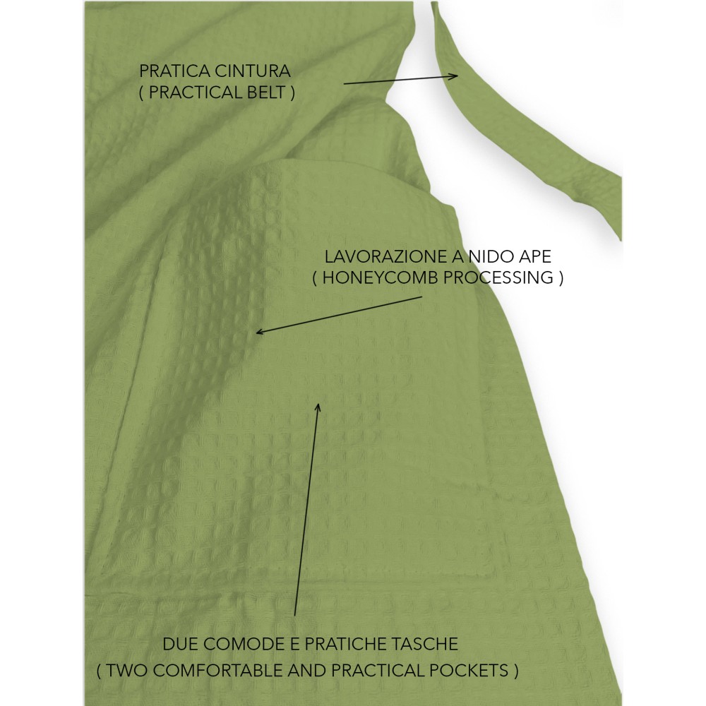 Peignoir© Bee Bee Nest en pur coton avec hotte adulte VERT