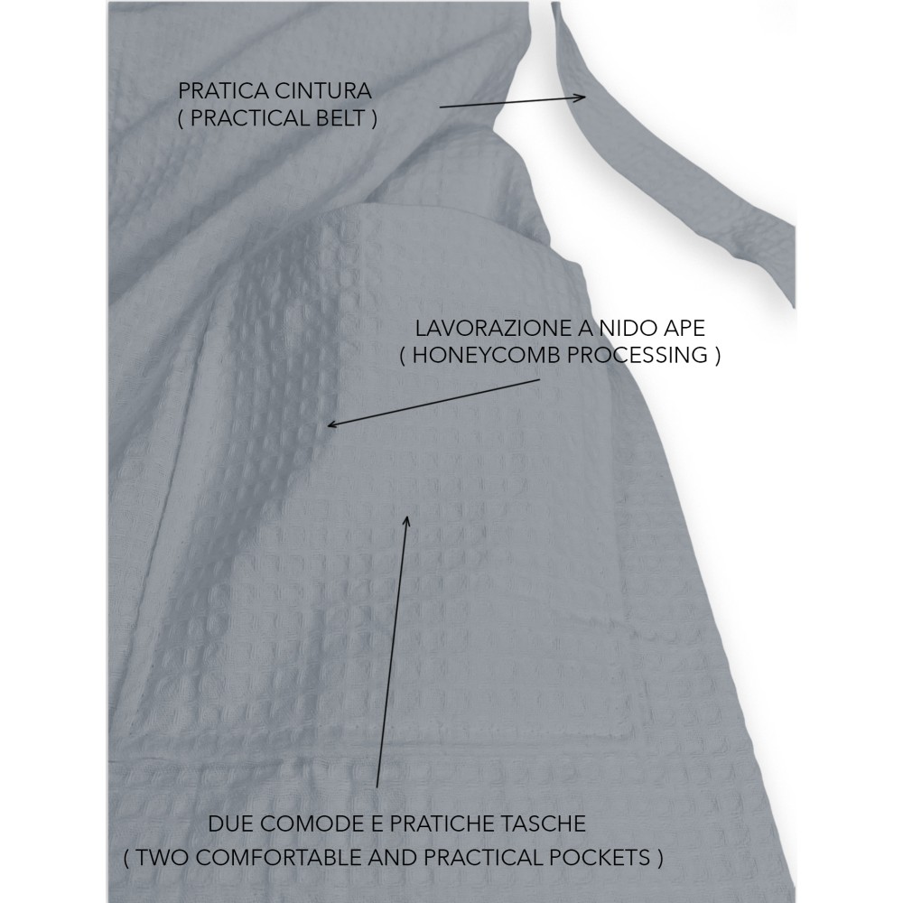 BEE© Bee Nest Bathrobe in Pure Cotton with Hood for Adult GREY