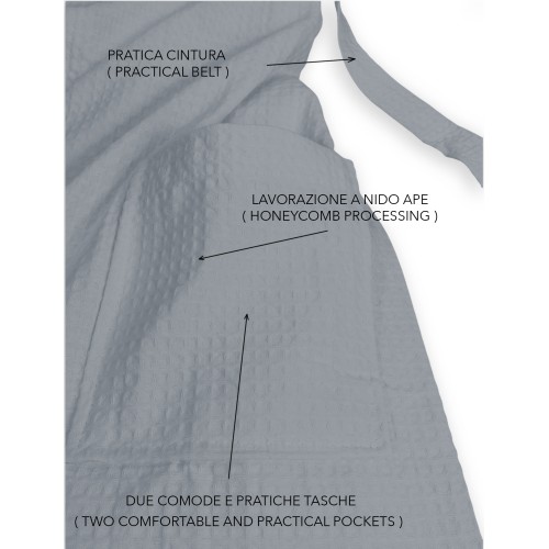 Albornoz BEE© Bee Nest en Puro Algodón con Capucha para Adulto GRIS