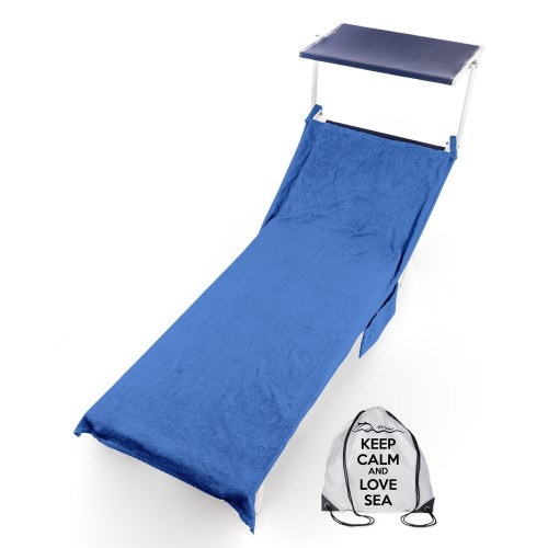 BEACH TOWEL SUNBED in pure cotton terry BEDDY BEACH © with pockets SIZE CM. 75 X 190 and BEACH backpack