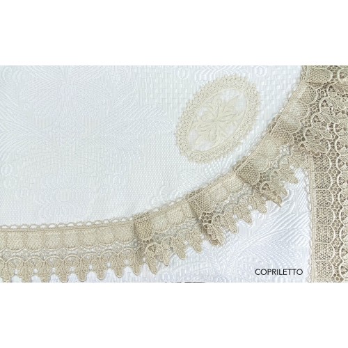 SACOCHE de JENNY AVEC dentelle MACRAMÉ ÉCRU linge de LIT, couvre-lits et idée pour la MARIÉE