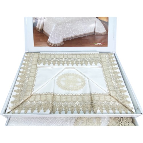 SACOCHE de JENNY AVEC dentelle MACRAMÉ ÉCRU linge de LIT, couvre-lits et idée pour la MARIÉE