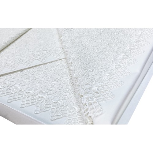 TOP CASE Dentelle haute finie avec Macramè Lace DOUBLE drap et BEDSPREAD idée de mariée