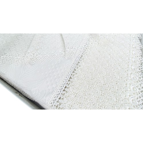 TOP CASE Dentelle haute finie avec Macramè Lace DOUBLE drap et BEDSPREAD idée de mariée