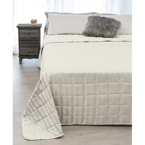 BEDSPREAD matelassé RASATELLO rayé SOLID CREAM Double