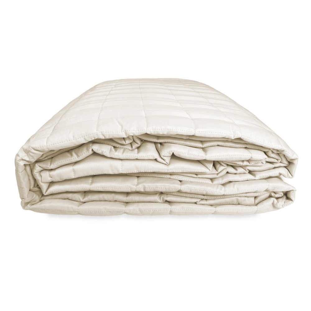 SATIN QUILTED BEDSPREAD Striped SOLID CREAM Double