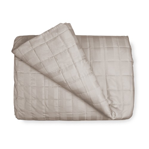 COLCHA ACOLCHADA DE RASO Rayas COLOR LISO GRIS PALOMA Doble