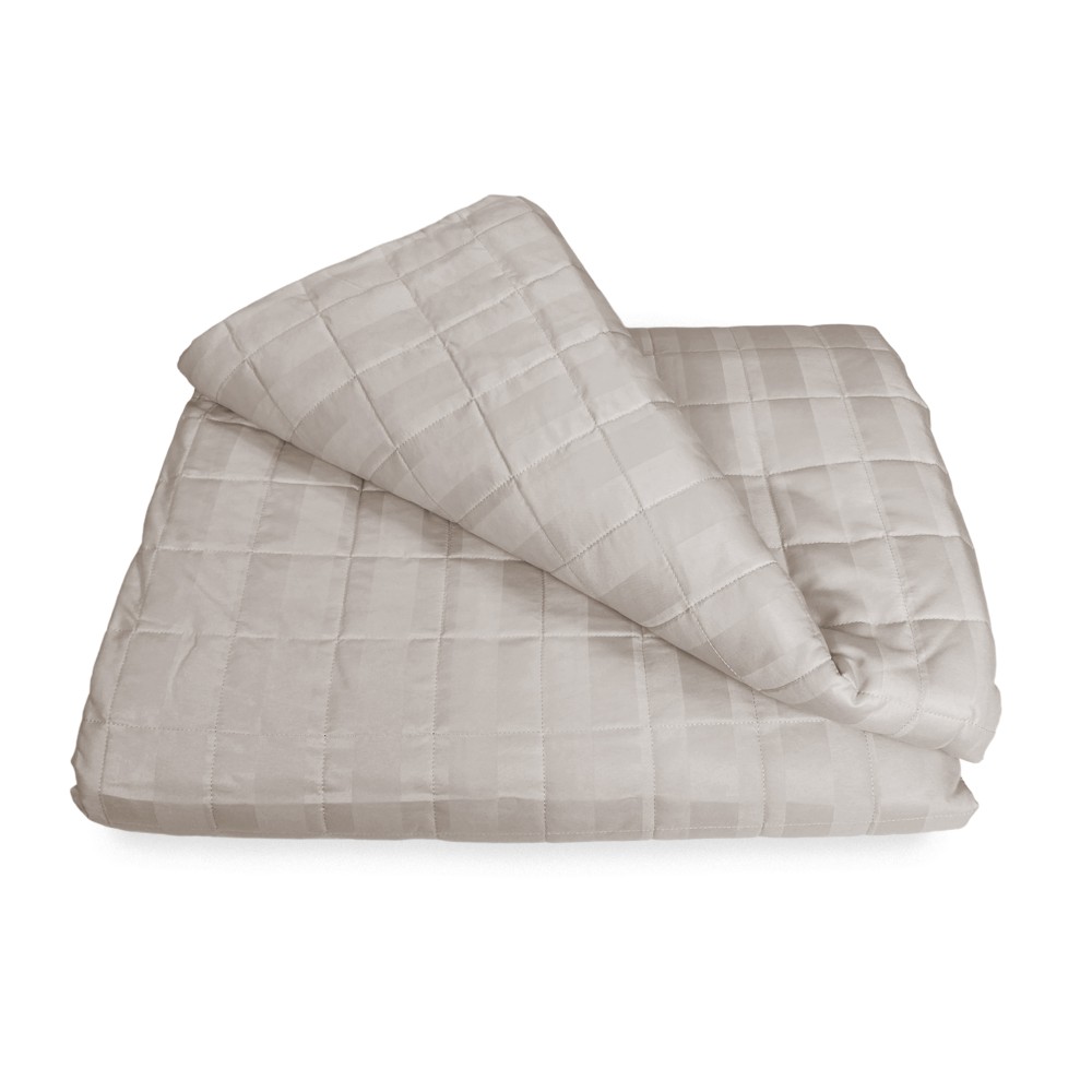 SATIN QUILTED BEDSPREAD Striped SOLID COLOR DOVE GREY Double