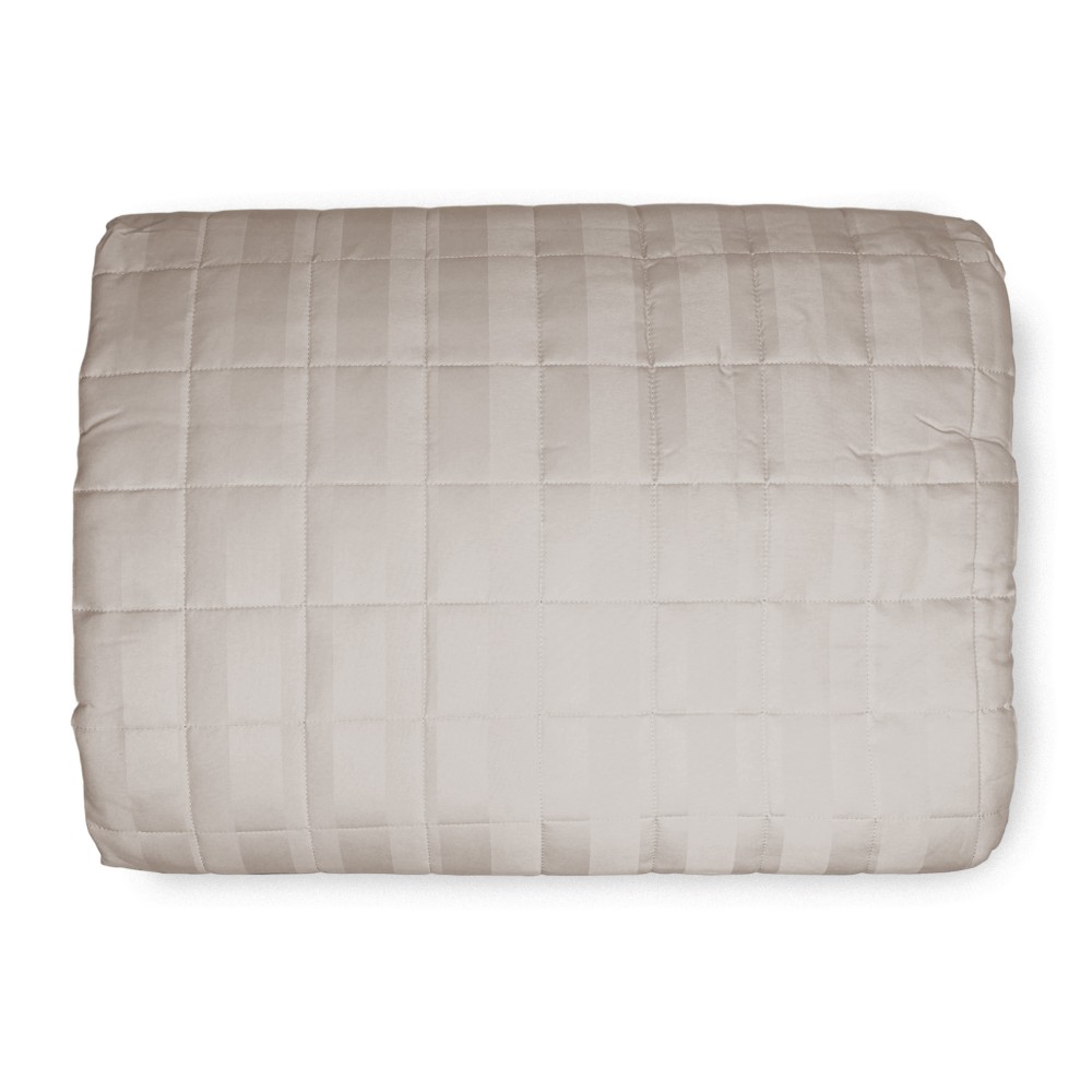 SATIN QUILTED BEDSPREAD Striped SOLID COLOR DOVE GREY Double