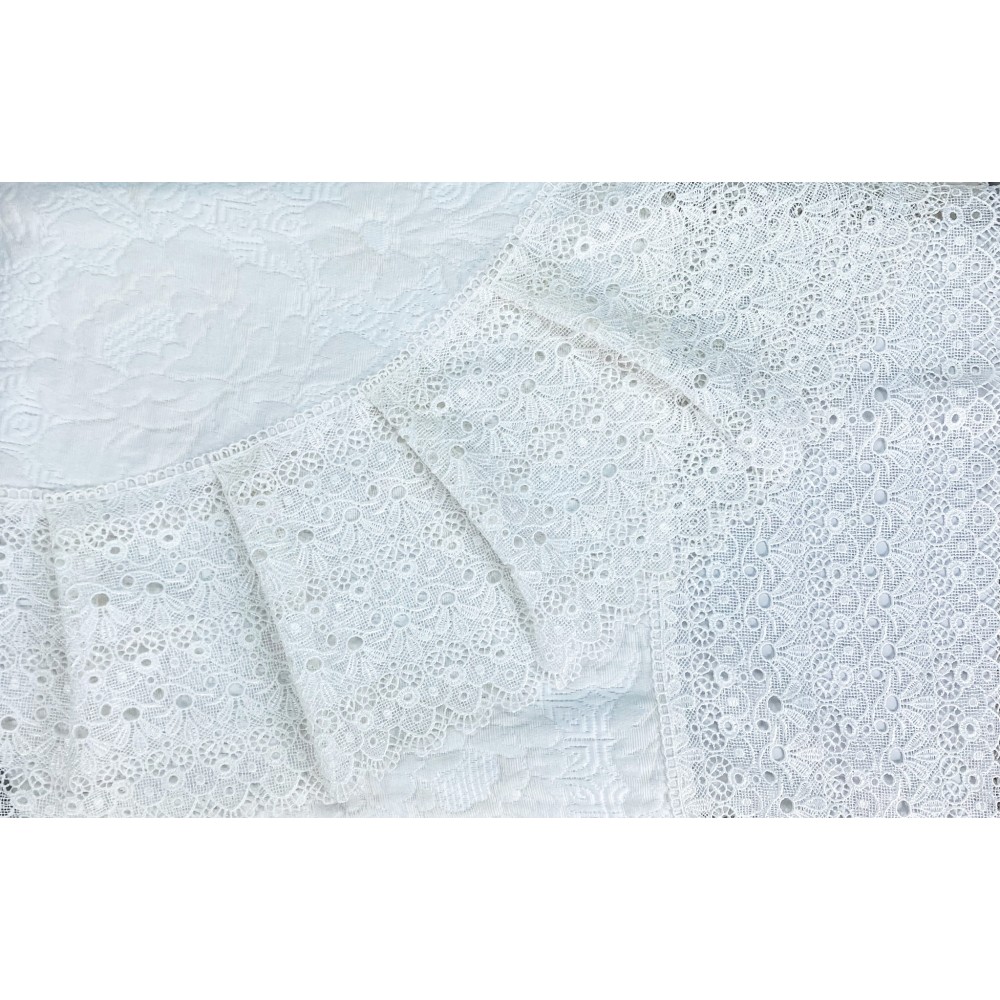 COPRILETTO con Pizzo Alto MACRAMÈ Panna MATRIMONIALE Idea SPOSA