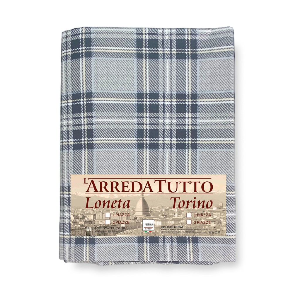 telo arredo in puro cotone scozzese sul grigio telo arredo in puro cotone scozzese sul grigio