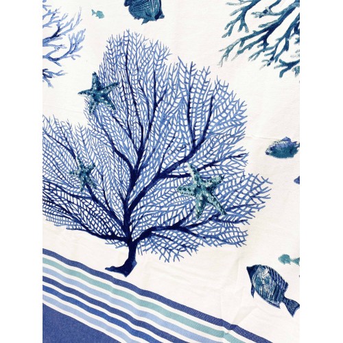 STRANDTUCH fouta CORAL BLUE Größe LARGE mit Strandrucksack KEEP CALM CM.100X200