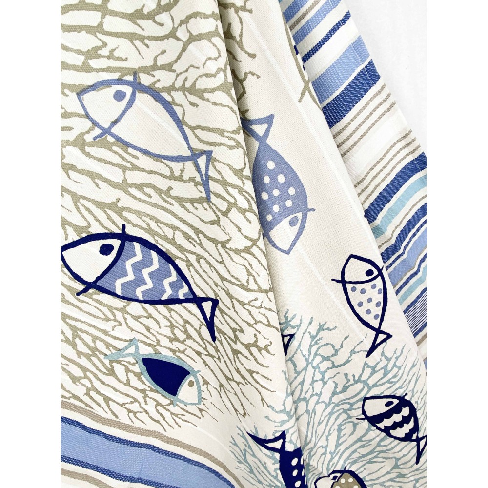 BEACH TOWEL fouta FISH blue LARGE SIZE CM.100X200 with backpack Beach KEEP CALM