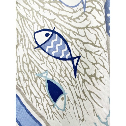 SERVIETTE DE PLAGE FOUTA POISSON BLEU TAILLE GRAND CM.100X200 avec sac à dos Plage RESTEZ CALME