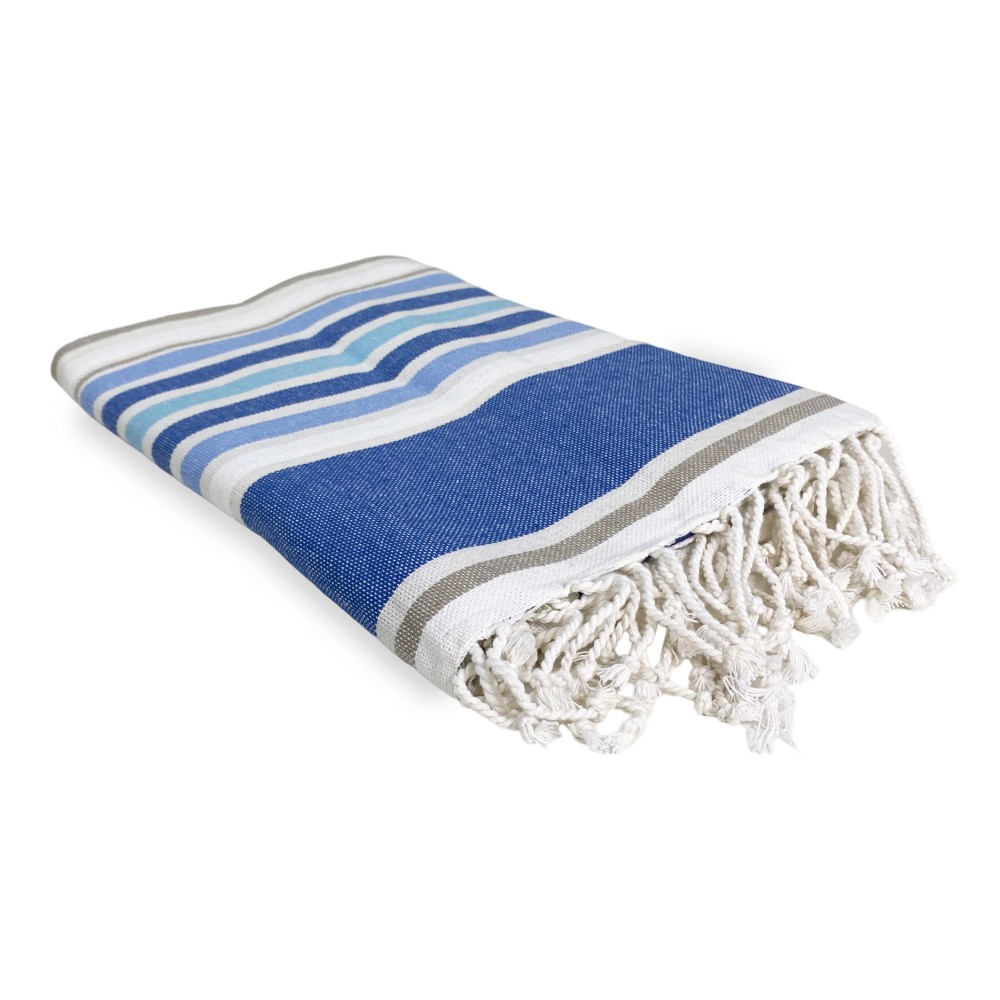 TELO MARE fouta PESCI blu MISURA GRANDE CM.100X200 con zaino Spiaggia KEEP CALM