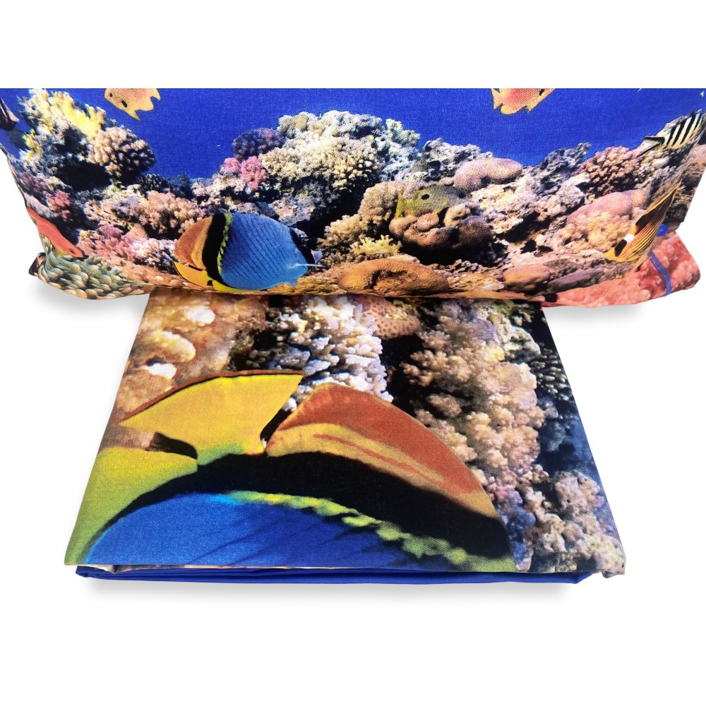 DIGITAL PRINT BEDSPREAD SHEET SET CORAL REEF BEDSPREAD with KEEP DOUBLE 2 DOUBLE bag