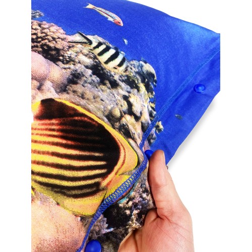 Couvre-lit complet imprimé numérique récif de corail avec sac à garder double taille