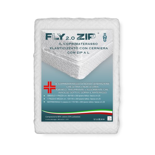 COPRIMATERASSO Elasticizzato INTERO FLY 2.0 IN Spugna  JACQUARD con cerniera Zip