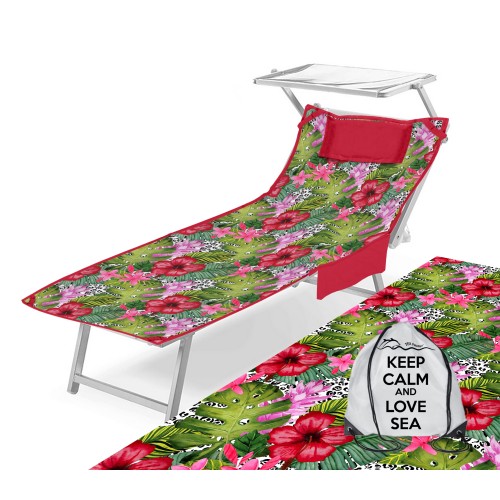 STRANDTUCH TROPISCHES TEDDYBETT Aus Mikrofaser MIT TASCHEN GRÖSSE cm. 80 X 190 CM