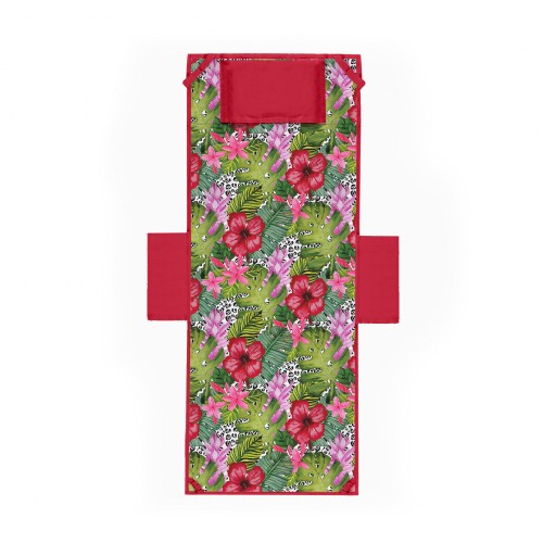 TOALLA DE PLAYA CAMA DE PELUCHE TROPICAL En microfibra CON BOLSILLOS TAMAÑO cm. 80 x 190