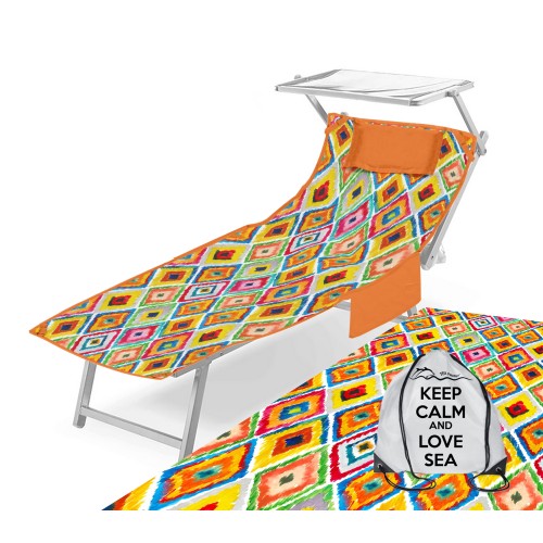 BEACH TOWEL TEDDY SUNBED colored diamonds In microfiber WITH POCKETS SIZE cm. 80 X 190