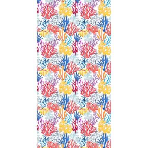 SERVIETTE DE PLAGE LIT EN PELUCHE Coraux multicolores En microfibre AVEC POCHES MESURES cm. 80 x 190