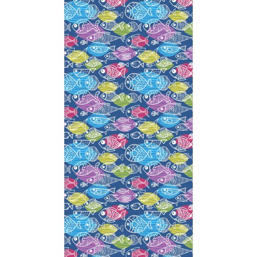SERVIETTE DE PLAGE LIT POISSON EN PELUCHE Stylisé En microfibre AVEC POCHES TAILLE cm. 80 x 190