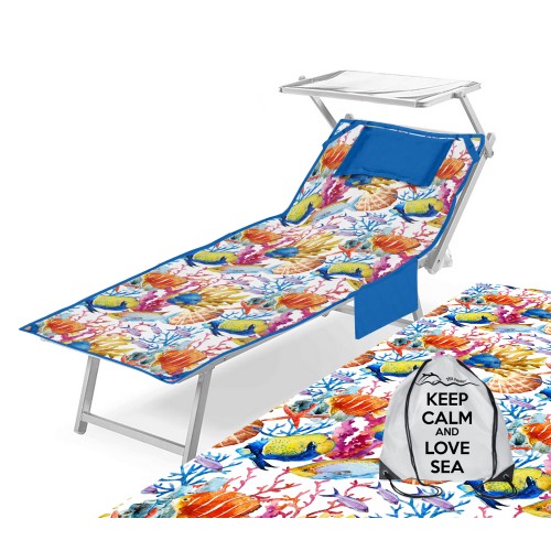 STRANDTUCH TEDDY FISCHBETT Bemalte Mikrofaser MIT TASCHEN GRÖSSE cm. 80 X 190 CM