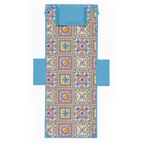 SERVIETTE DE PLAGE TEDDY Majolica En microfibre AVEC POCHES MESURES cm. 80 x 190