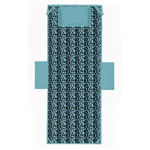 TOALLA DE PLAYA TUMBONA DE PELUCHE LEOPARDO AZUL en microfibra CON BOLSILLOS TAMAÑO cm. 80 x 190