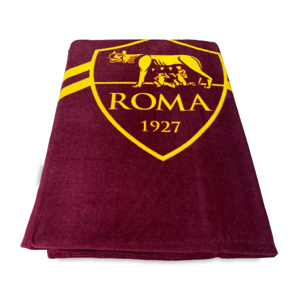 SERVIETTE DE PLAGE SPORTS DE ROME DE GRANDE TAILLE, LE CM. 90 X 170 ORIGINAL A. S. ROMA SAC à dos TEXFAMILY et une carte