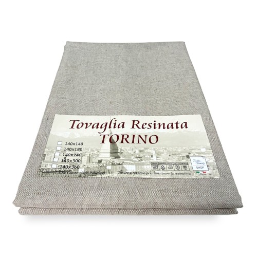 STAIN-RESISTANT TABLECLOTH RESIN-COATED TORINO Solid color ECRÙ