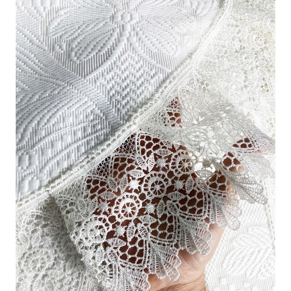 BEDSPREAD avec dentelle MACRAMÈ DOUBLE CREAM BRIDAL IDEA