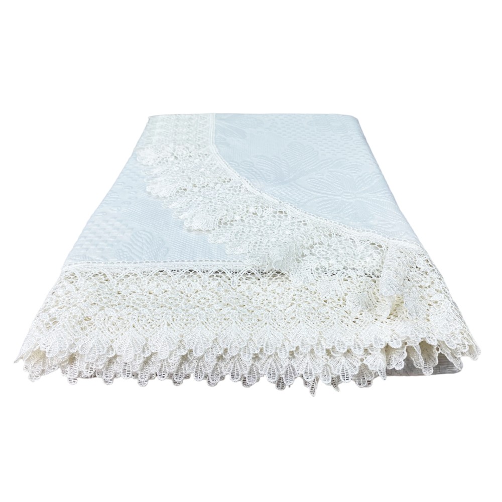 BEDSPREAD avec dentelle MACRAMÈ DOUBLE CREAM BRIDAL IDEA